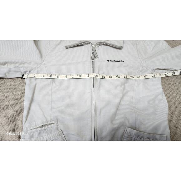 Columbia Omni Shade Lightweight Tan and White striped Women's Jacket Size Medium - Picture 6 of 16